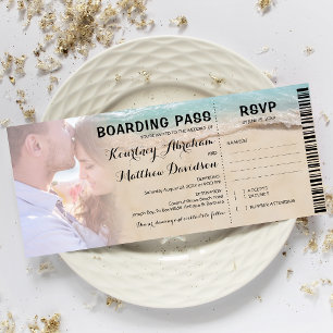 Convites Passagem de Embarque Praia Foto RSVP & Casamento