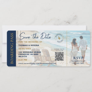 Convites Passagem de Embarque Praia Salve a Data Código QR