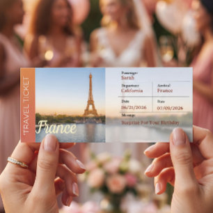 Convites Passagem de embarque surpresa de viagem à França