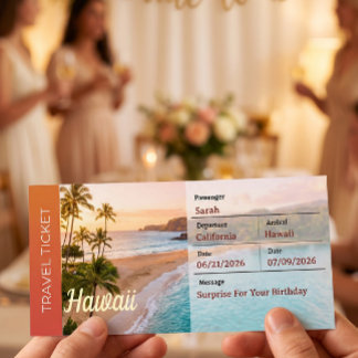 Convites Passagem de Embarque Surpresa Viagem ao Havaí