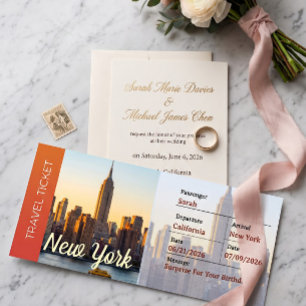 Convites Passagem de Embarque Surpresa Viagem Nova York