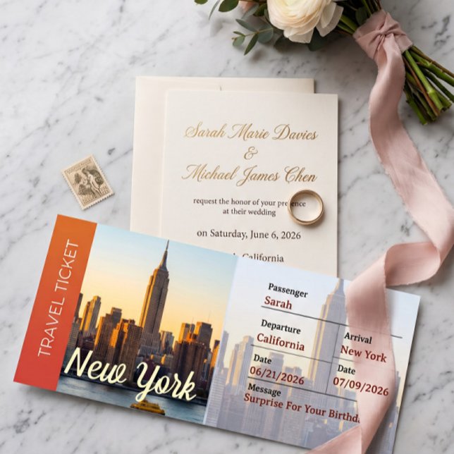 Convites Passagem de Embarque Surpresa Viagem Nova York (Criador carregado)