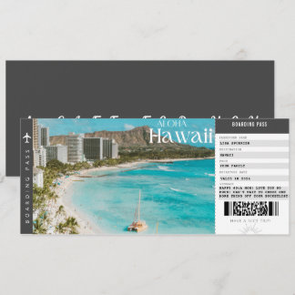 Convites Passagem de Embarque Viagem Havaí Férias Bilhete