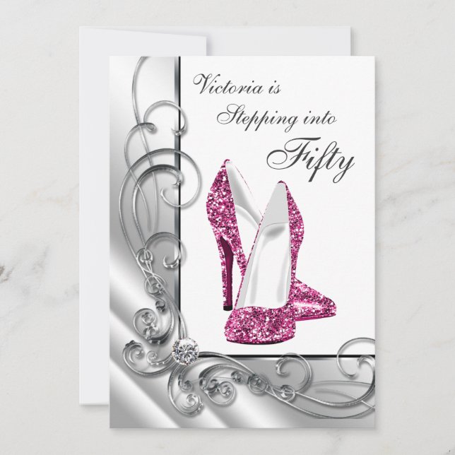 Convites Passagem Rosa Quente Para Uma Festa de aniversário (Frente)