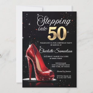 Convites Passando para 50 BIRTHDAY Red High Heels 50