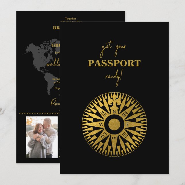 Convites Passaporte Bússola Casamento de Destino  (Frente/Verso)