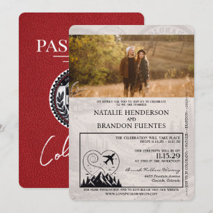 Convites Passaporte Casamento Colorado Vermelho