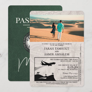 Convites Passaporte Casamento Marrocos Verde