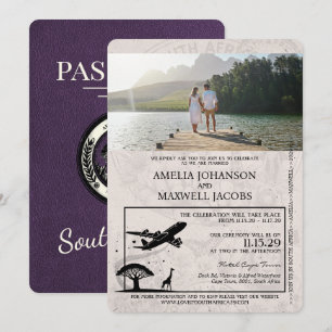 Convites Passaporte Casamento Violeta África do Sul