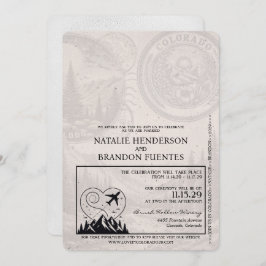 Convites Passaporte de Casamento Colorado Branco