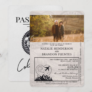Convites Passaporte de Casamento Colorado Branco