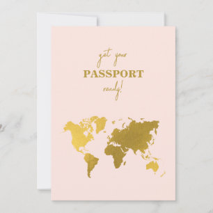 Convites Passaporte de Casamento de Destino Mundo Rosa Bege
