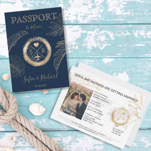 Convites Passaporte de Destino Palm Plane Monograma