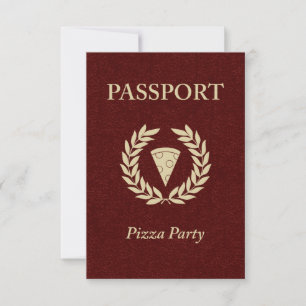 Convites passaporte de festa de pizza
