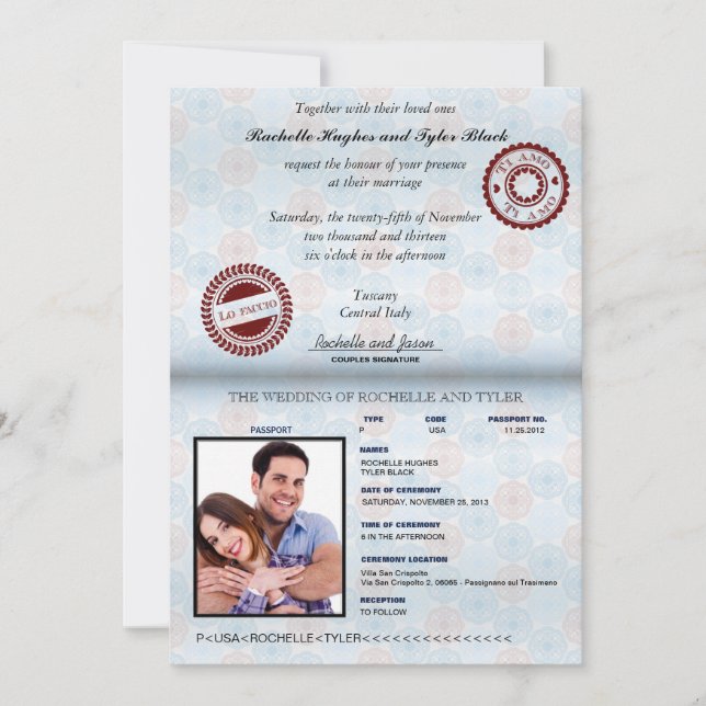 Convites Passaporte de Italia que Wedding Invitation_custom (Frente)