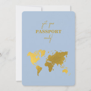 Convites Passaporte do Casamento de Destino Mundial Azul Po