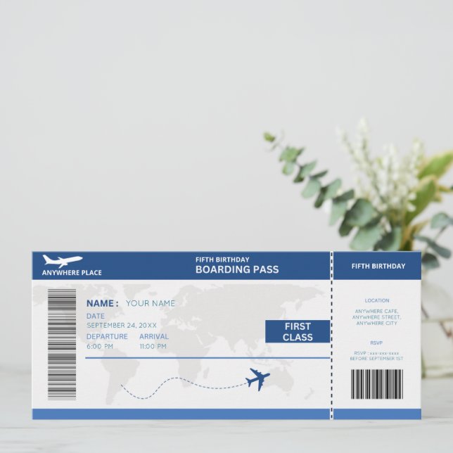 Convites Passaporte engraçado, passagem de embarque bilhete (Em pé/Frente)