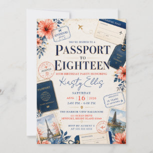 Convites Passaporte para a Festa de Aniversário de Dezoito