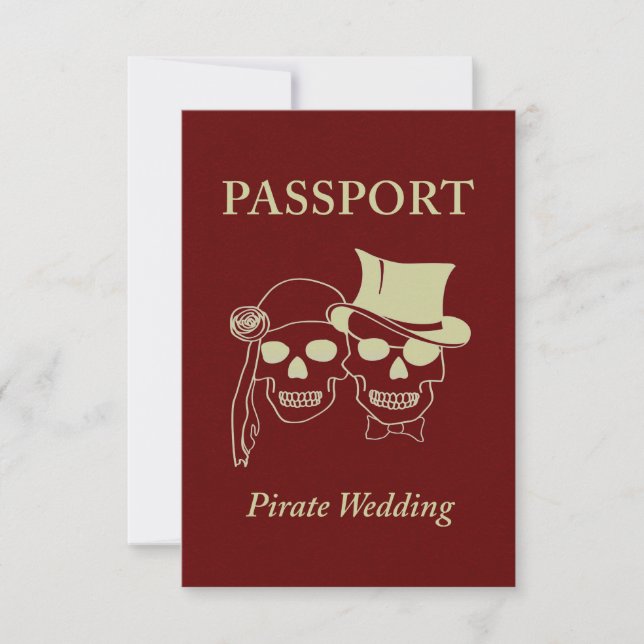 Convites passaporte para um casamento pirata (Frente)
