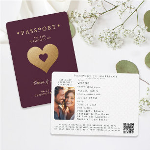 Convites Passaporte Red Faux Dourado Hearts Casamento de De