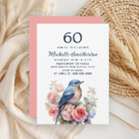Pássaro Azul Flores Rosa 60º Aniversário