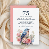 Pássaro Azul Flores Rosa 75º Aniversário