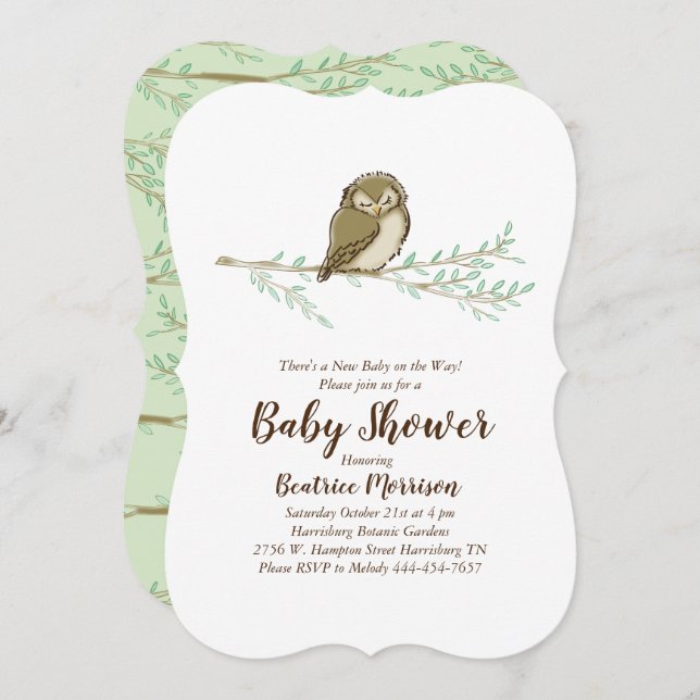 Convites Pássaro da Madeira Chá de fraldas (Frente/Verso)