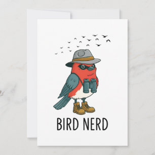 Convites Pássaro Engraçado Nerd Observando Pássaro Pássaro 