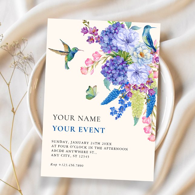 Convites Pássaro floral estético elegante  (Criador carregado)