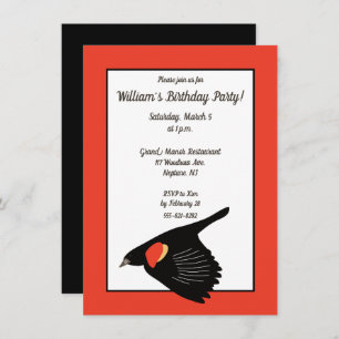 Convites Pássaro Negro de asa vermelha na Festa de aniversá
