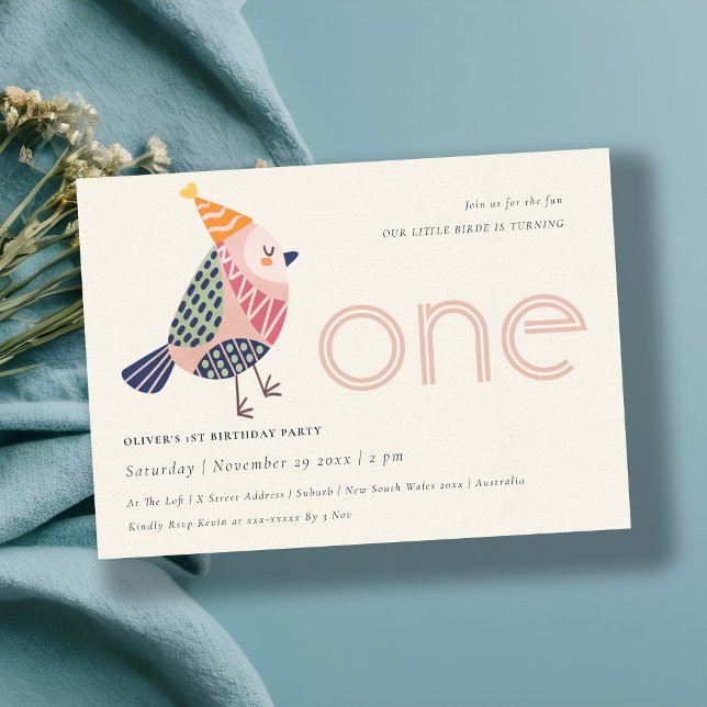 Convites Pássaro Rosa Esfarelo, Bonito, Qualquer primeiro a (Criador carregado)