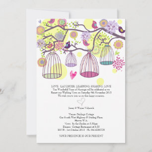 Convites Pássaros Adoram Pássaros Convocando Casamento