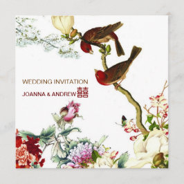 Convites Pássaros Arompendo Flores Chinesas ©