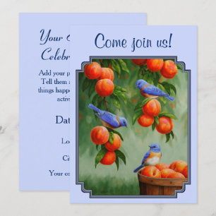 Convites Pássaros-azuis e Pêssegos Azul