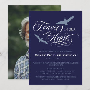 Convites Pássaros Azuis marinhos Para Sempre Em Nosso Funer