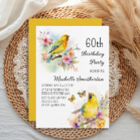 Pássaros Canários Flores Aniversário de 60 anos Vi