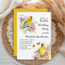Pássaros Canários Flores Aniversário de 60 anos Vi