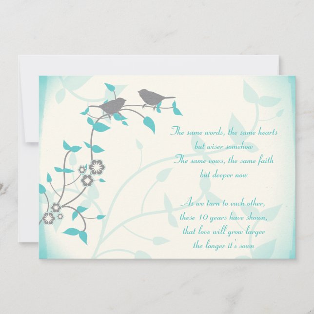 Convites Pássaros Cantores Renovando os Votos de Aniversári (Frente)