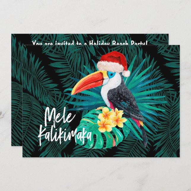 Convites Pássaros da Selva Tropical Mele Kalikimaka (Frente/Verso)