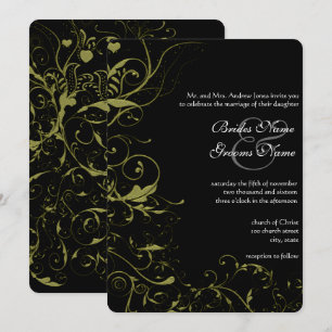 Convites Pássaros de Amor e Espirais Dourados Casamento 