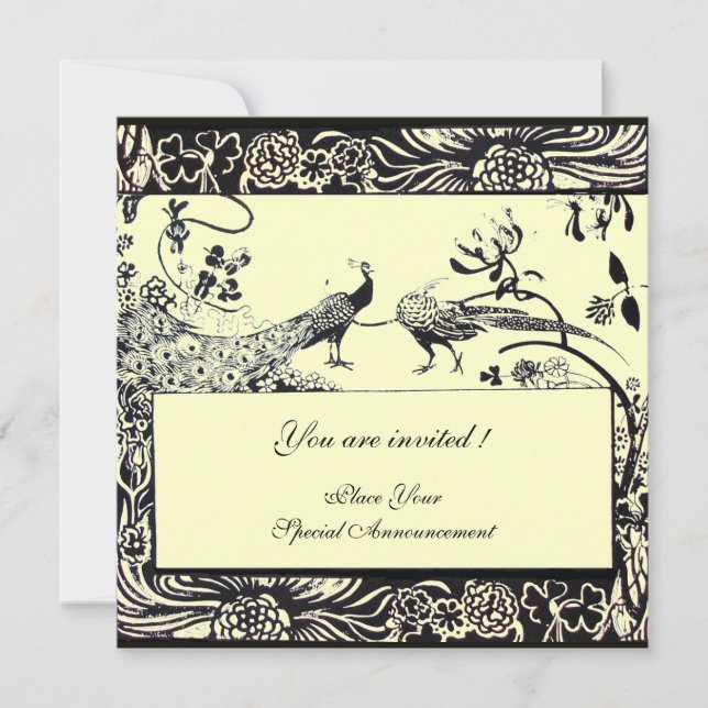 Convites PÁSSAROS DE AMOR NO CASAMENTO, preto e branco, ama (Frente)
