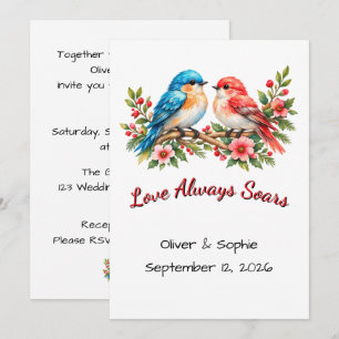 Convites Pássaros de Amor Personalizados Aquarela Casamento