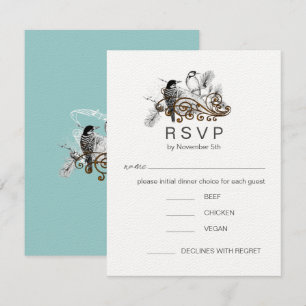 Convites Pássaros de Amor Pica-Pau Azul Empoeirado RSVP Rom