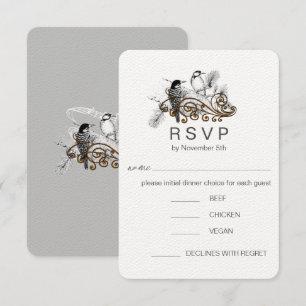 Convites Pássaros de Amor Romântico Pica-Pau Casamento RSVP