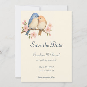 Convites Pássaros de Amor Simples Casamento Salve a Data