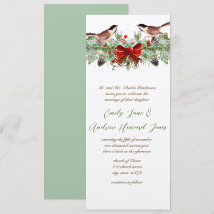 Convites Pássaros de Amor Vintage Chickadee. Natal Casament