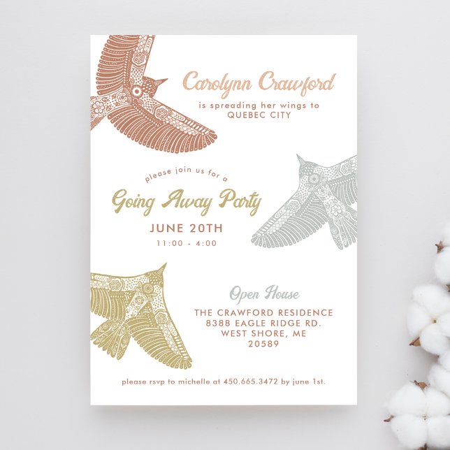 Convites Pássaros de Arte Folclórica Abrir Casa Saindo Fest (Criador carregado)