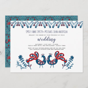 Convites Pássaros de Convocação para Arte Folclórica Escand