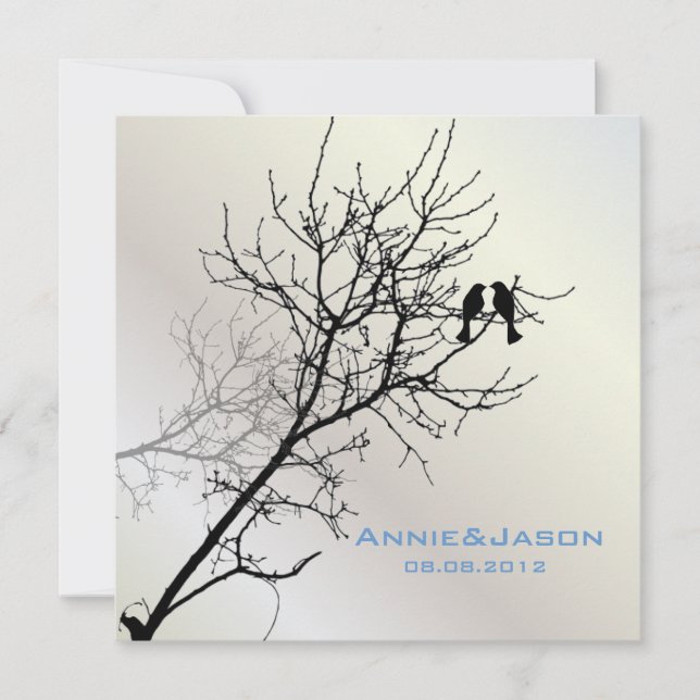 Convites pássaros do amor modernos casamento rústico no cam (Frente)