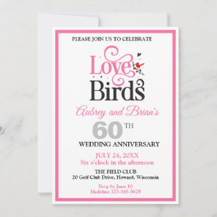 Convites Pássaros do Amor Personalizados de Aniversário de 